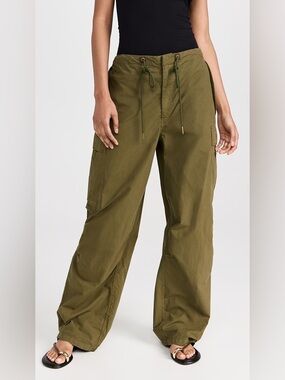 Nili Lotan Lison Cargo Pants Green Adjustable Waist Oversized Women’s Size XS